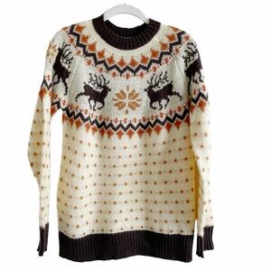 Kiel James Patrick Reindeer Nordic Sweater Cozy Cabin Christmas Holiday Winter